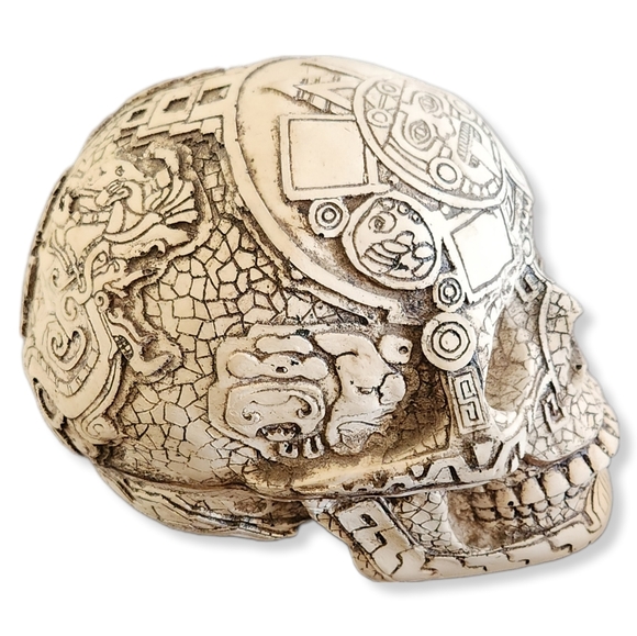 Mesoamerican Maya Aztec God's Skull Figurine 8" Long - Picture 10 of 13